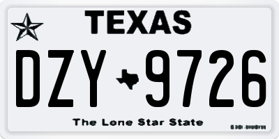 TX license plate DZY9726