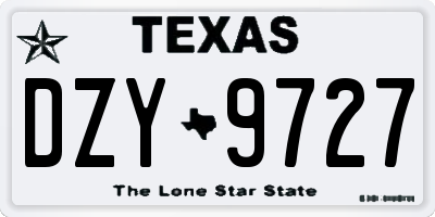 TX license plate DZY9727