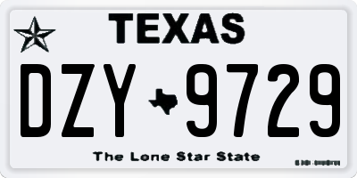 TX license plate DZY9729