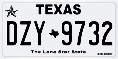 TX license plate DZY9732