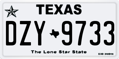 TX license plate DZY9733