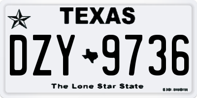 TX license plate DZY9736