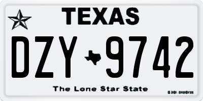 TX license plate DZY9742