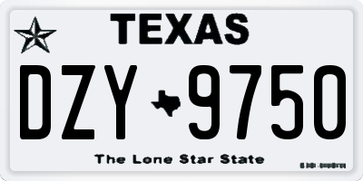 TX license plate DZY9750