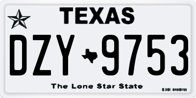 TX license plate DZY9753