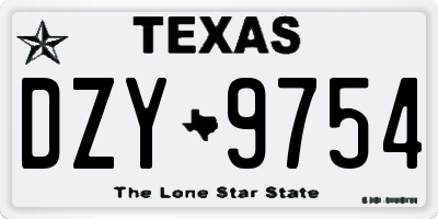 TX license plate DZY9754