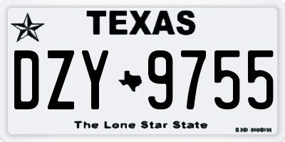 TX license plate DZY9755