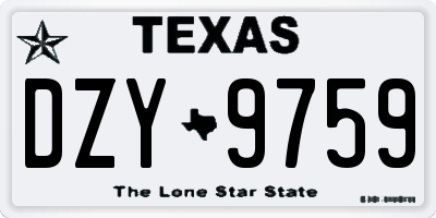 TX license plate DZY9759