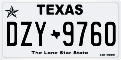 TX license plate DZY9760