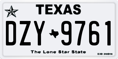 TX license plate DZY9761