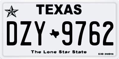 TX license plate DZY9762