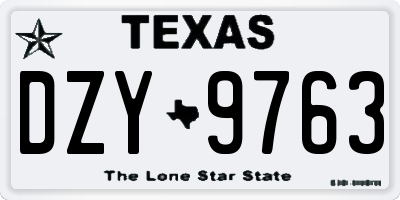 TX license plate DZY9763