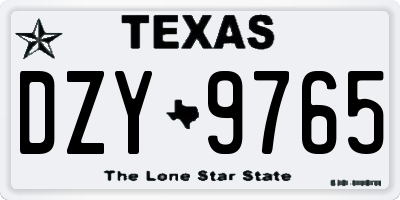 TX license plate DZY9765