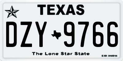 TX license plate DZY9766