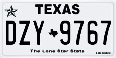 TX license plate DZY9767