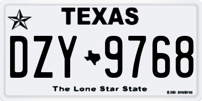 TX license plate DZY9768