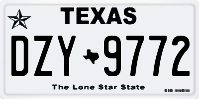 TX license plate DZY9772