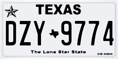 TX license plate DZY9774