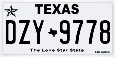 TX license plate DZY9778