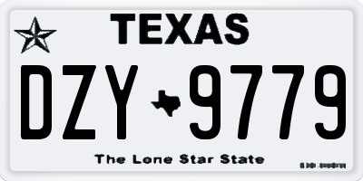 TX license plate DZY9779