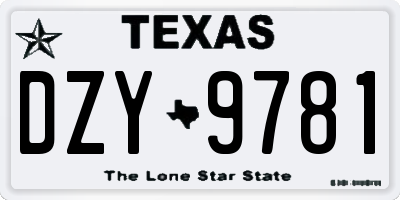 TX license plate DZY9781