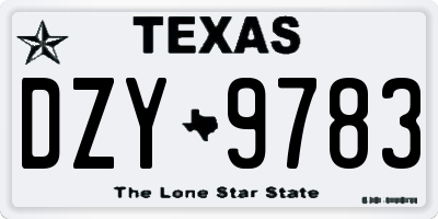 TX license plate DZY9783