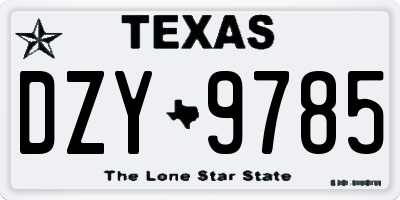 TX license plate DZY9785