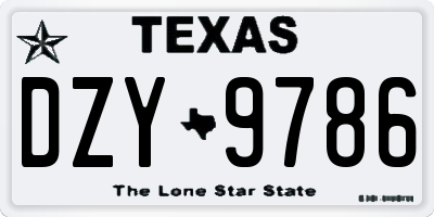 TX license plate DZY9786