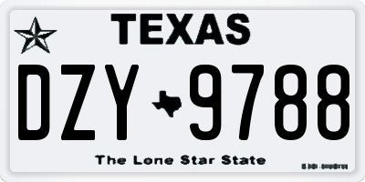 TX license plate DZY9788