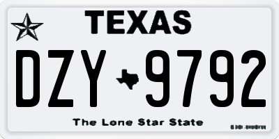 TX license plate DZY9792