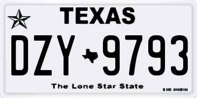 TX license plate DZY9793