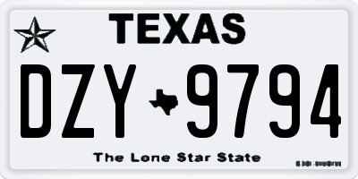 TX license plate DZY9794