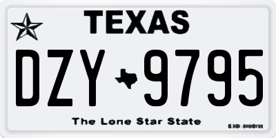 TX license plate DZY9795