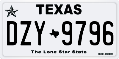 TX license plate DZY9796