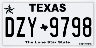 TX license plate DZY9798