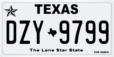 TX license plate DZY9799