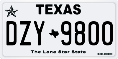 TX license plate DZY9800