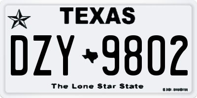 TX license plate DZY9802