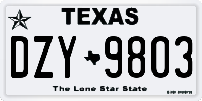 TX license plate DZY9803