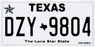 TX license plate DZY9804