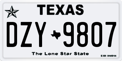 TX license plate DZY9807