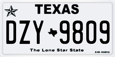 TX license plate DZY9809