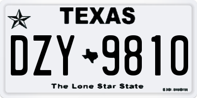 TX license plate DZY9810