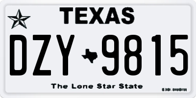 TX license plate DZY9815