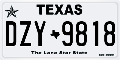 TX license plate DZY9818