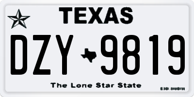 TX license plate DZY9819