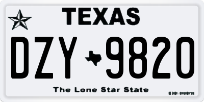 TX license plate DZY9820