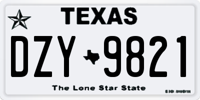 TX license plate DZY9821