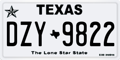 TX license plate DZY9822