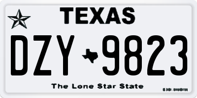 TX license plate DZY9823